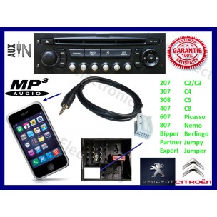 Prise auxiliaire jack MP3 Peugeot